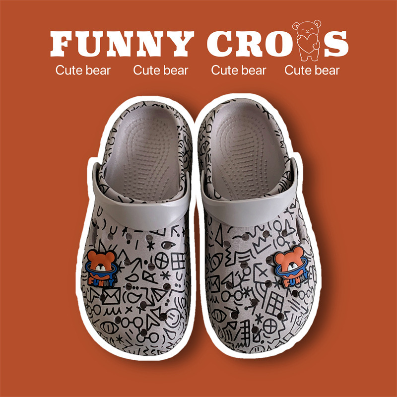 Zapatos con agujeros de camuflaje de coco 2025 nuevas sandalias zapatos de playa para hombres zapatos de viaje casuales sandalias Baotou para hombres