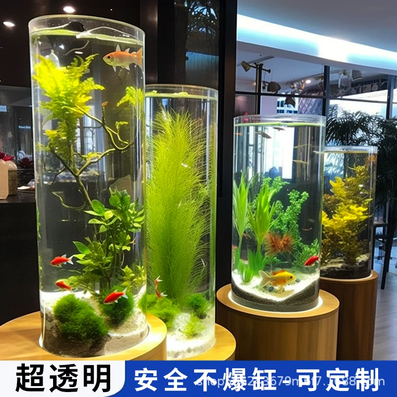 Креативный акриловая цилиндрическая золотая рыбка аквариум гостиная небольшой офис бочка аквариум круглый черепаха аквариум может быть оптом