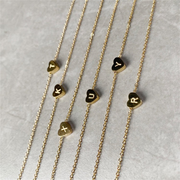 simple Fashion Heart shape Letter Stainless Steel necklace