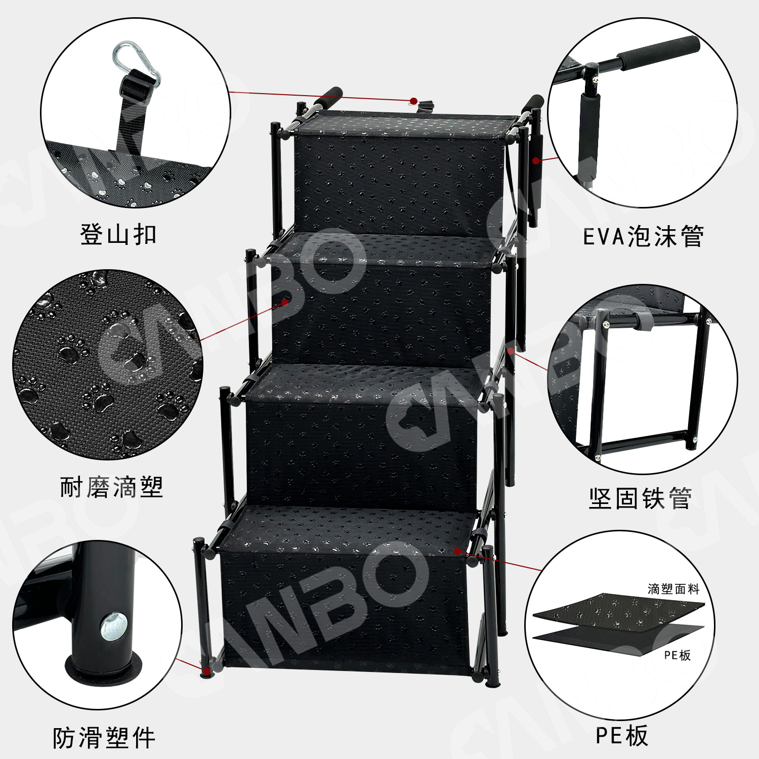 Folding Dog Ladder Car Trunk Pet Ladder Portable Metal Pet Ladder