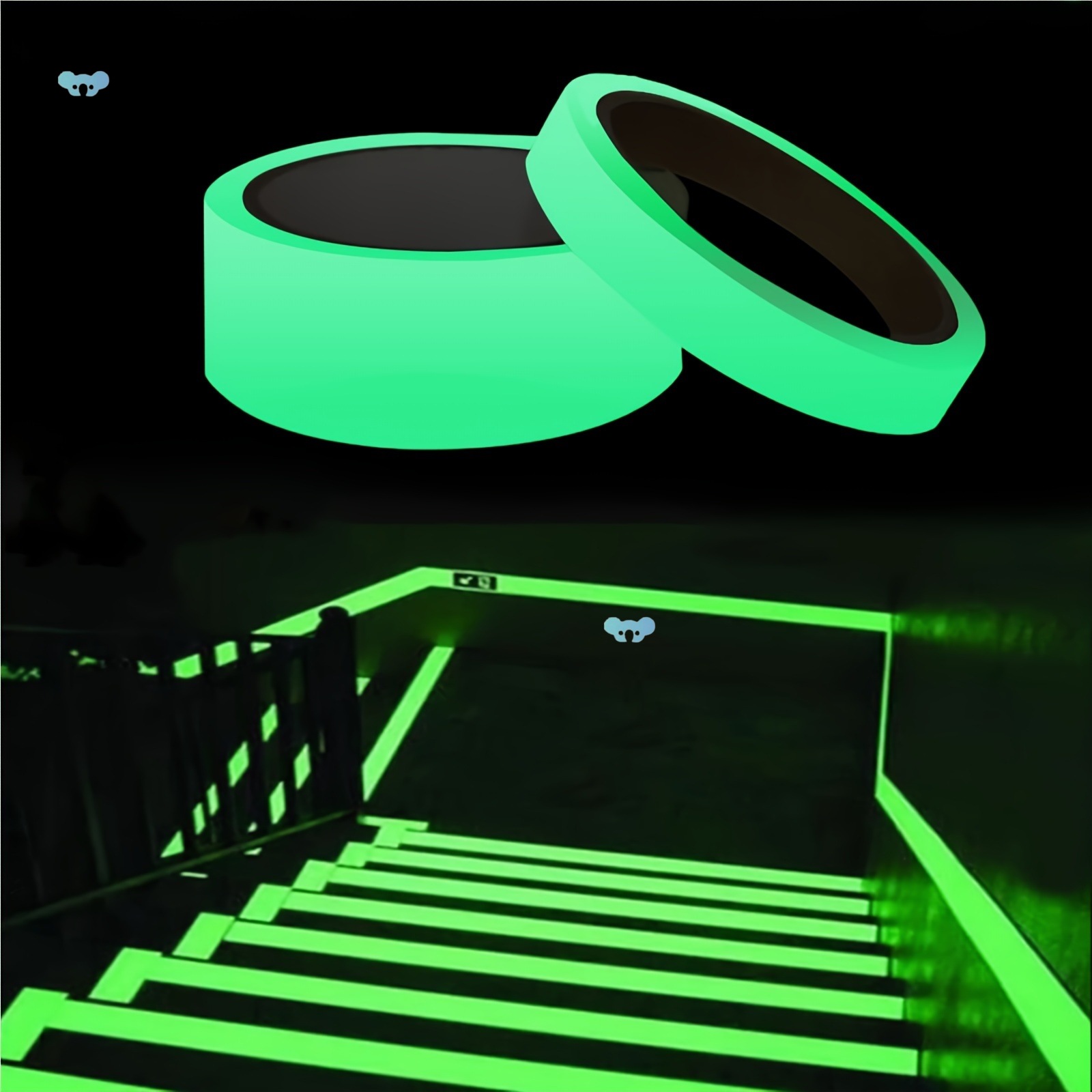 1pc Luminous Green Safety Tape 16.4ft x 1.96in Self夜光胶带
