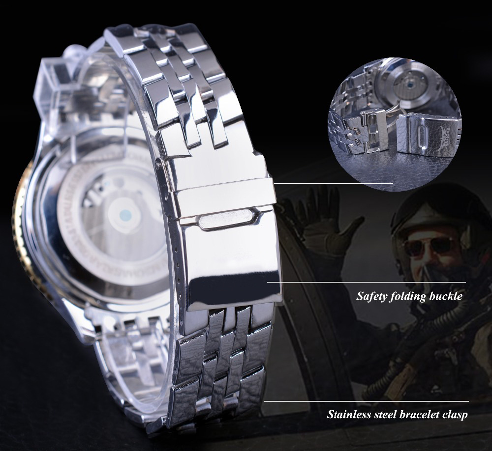 Jaragar large dial tourbillon mechanical watch Men's fashion casual steel band watch with calendar_voghion.com