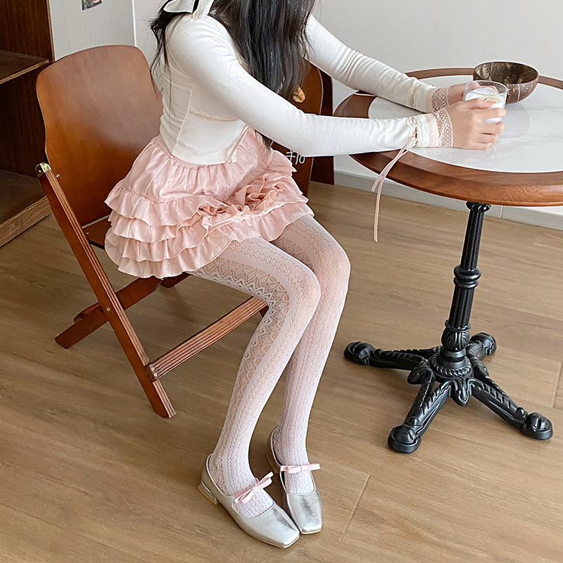 La primavera y el verano fino Lolita encaje leggings JK largo diamante japonés puro blanco seda dulce pantimedias