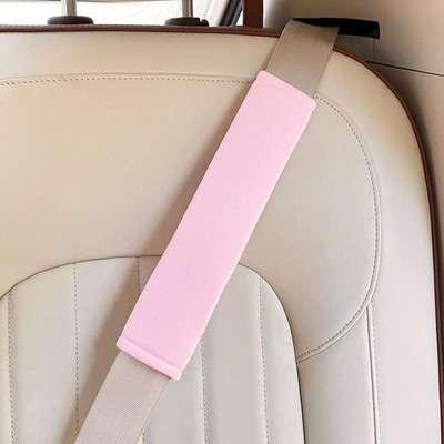 Car Seat Belt Shoulder Protector Seat belt shoulder pad - corn-plaid-shoulder-pads-pink