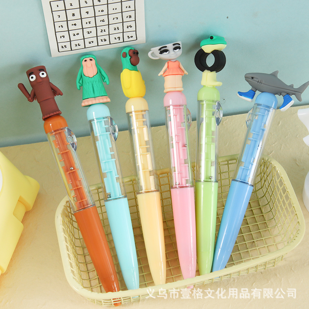 Lápiz de bolas negras de dibujos animados de montaña y mar creativo laberinto de alto valor de la cara lápiz de escritura de estudiantes de papelería