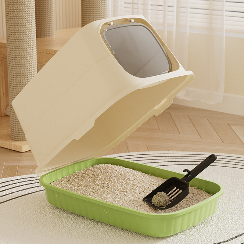 Gran tamaño totalmente cerrado a prueba de salpicaduras, antiodorización y desodorización, inodoro para gatos Big Mac desmontable y limpio, lavabo para gatos