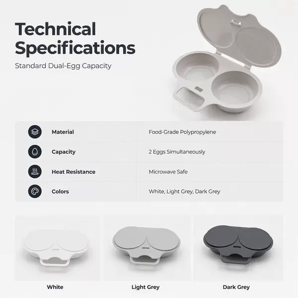Cross-border dual-chamber microwave egg steamer, plastic egg cooker, microwave egg steaming and boiling device, egg steaming mold for shaping