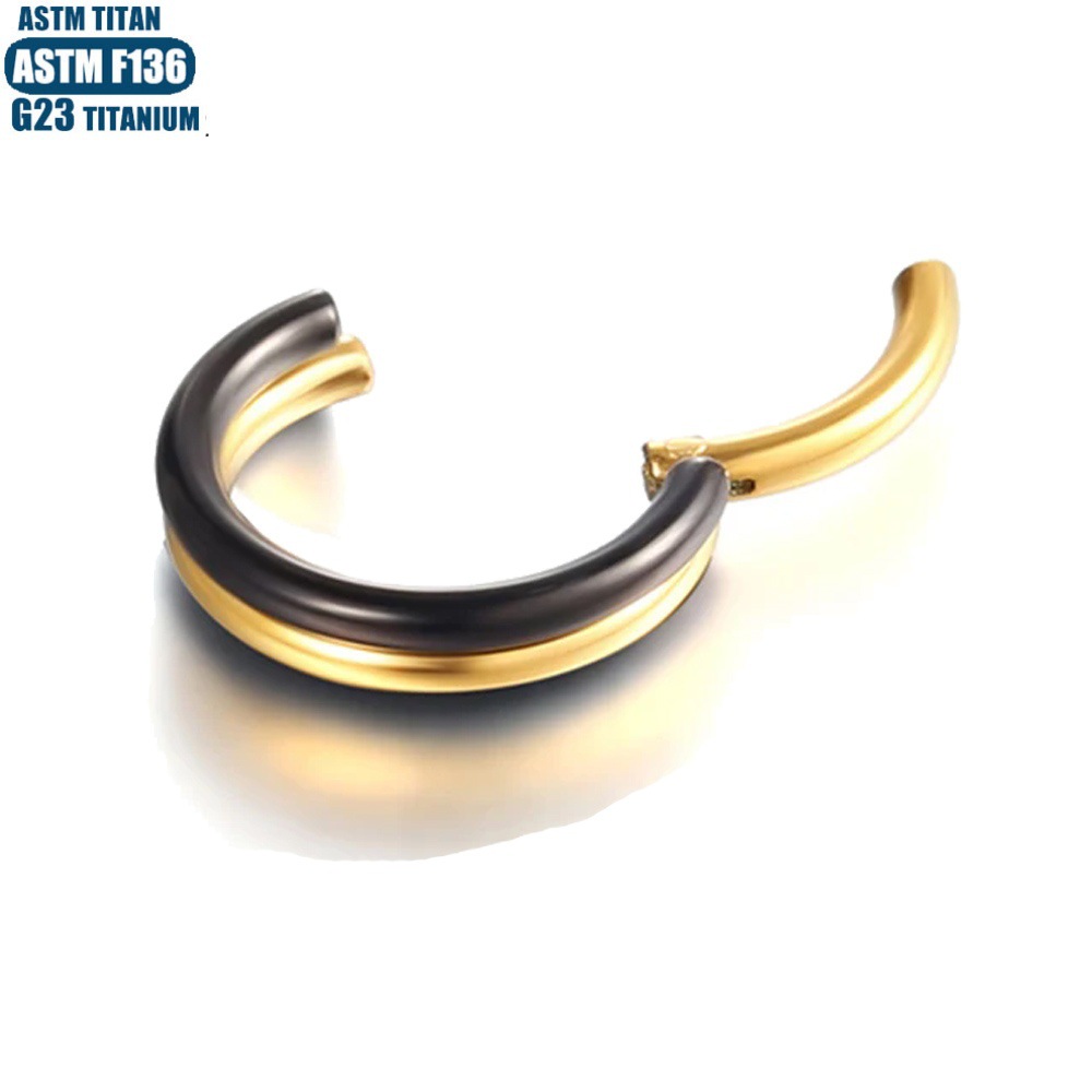 G23 Titanium Hinge Nose Ring Nasal Septum Double Color PVD Seamless Ring Diaphragm Earrings Pierced Jewelry Nose Stud detail image 15