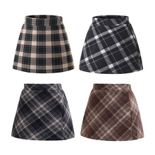 儿童秋冬洋气高腰半身裙2025女童黑色毛呢格子包臀裙女孩加绒短裙