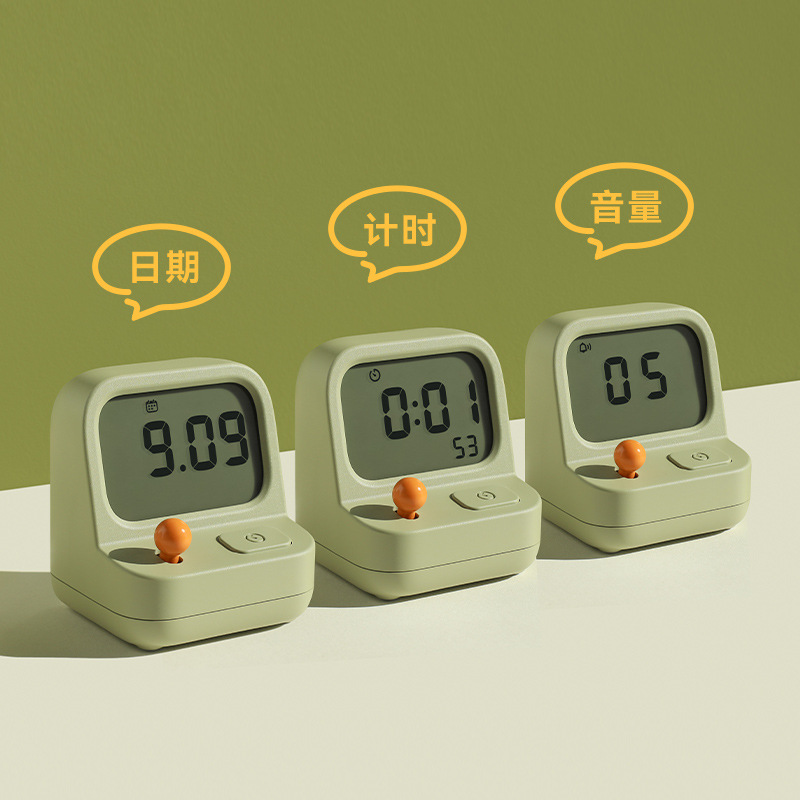 厂货新品游戏机闹钟 有趣带计时闹铃音量可调光复古学生静音时钟-阿里巴巴