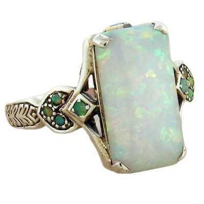 Weißer Opal Ring In Antiksilber Für Damen Brautschmuck_voghion.com