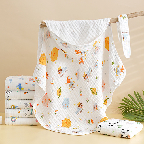 Newborn Baby Six Layers Cotton Gauze Blanket Swaddle Wrap Anti-Shock Breathable Sleeping Bag Export 