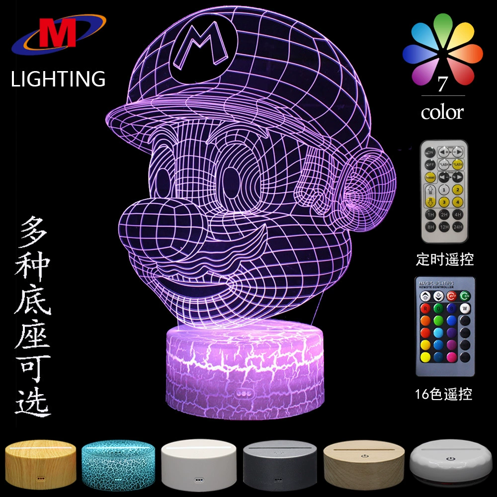 Картинка LED ночник мультфильм, трехмерная настольная лампа с проектором, 3D