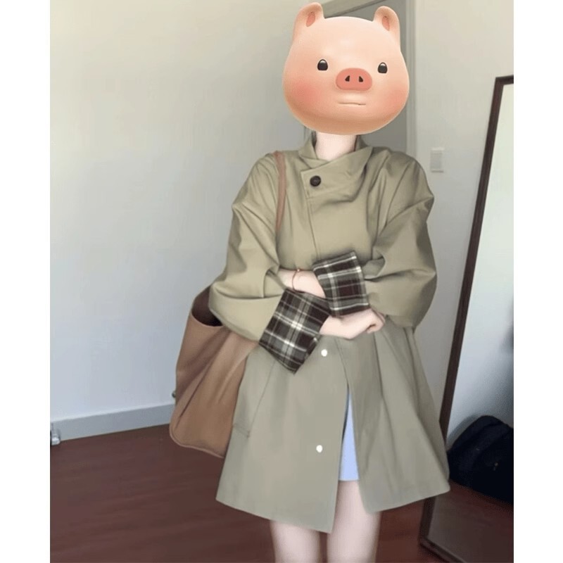 [Original Practice] Early Spring khaki Coat Coat Women's 2025 Spring and Autumn New Medium and Long Small Coat