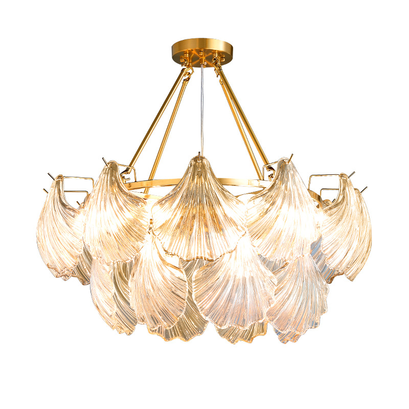 lámpara de la sala de estar lujosa francesa lámpara de cristal lámpara de dormitorio conchas lámpara de sala de estar moderna y simple comedor lámpara de sala de estar 413L