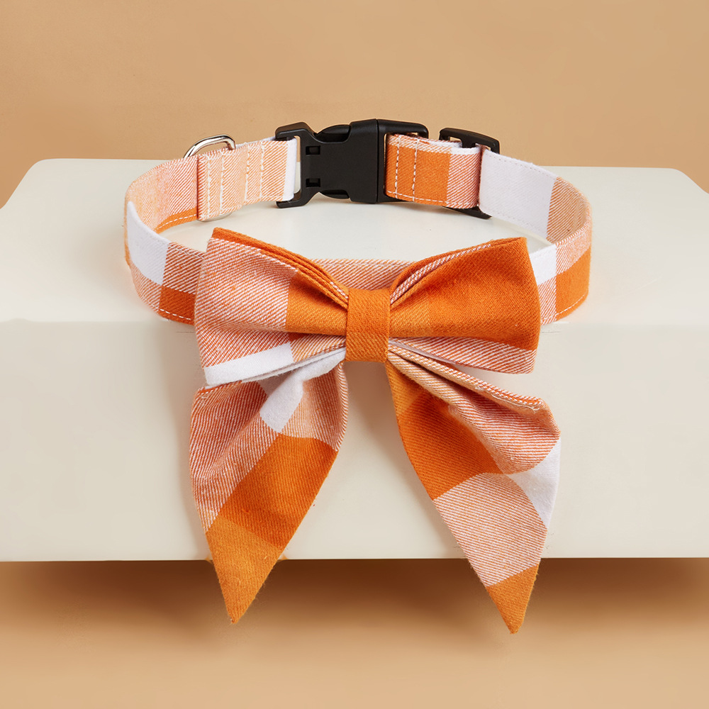 Tanpopo Cross-border nuevo collar de perro pajarita de mascota mariposa de algodón nudo desmontable collar de celosía de perro