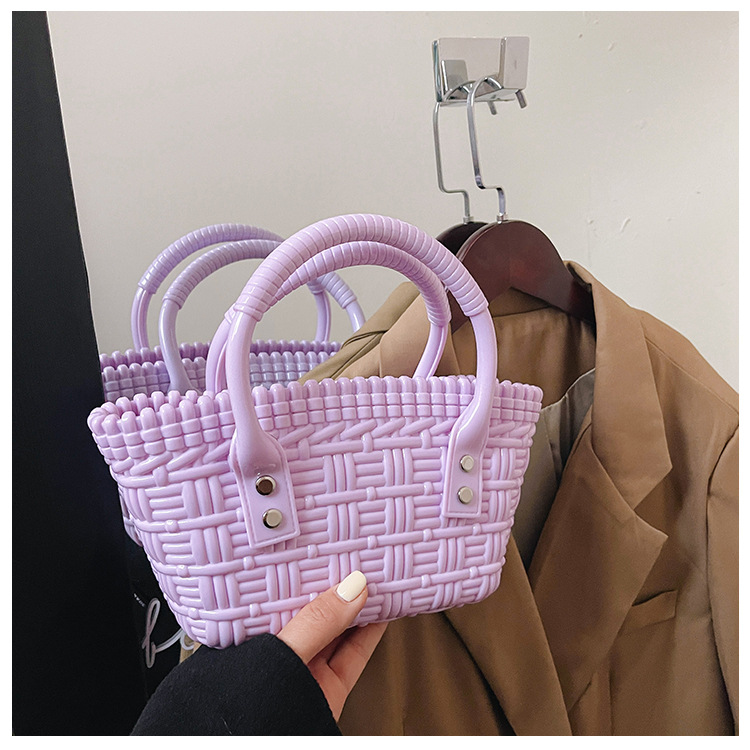 2025 New trendy and versatile crossbody mini vegetable basket jelly bag, fashionable hand-held woven bag, mini tote women's bag undefined
