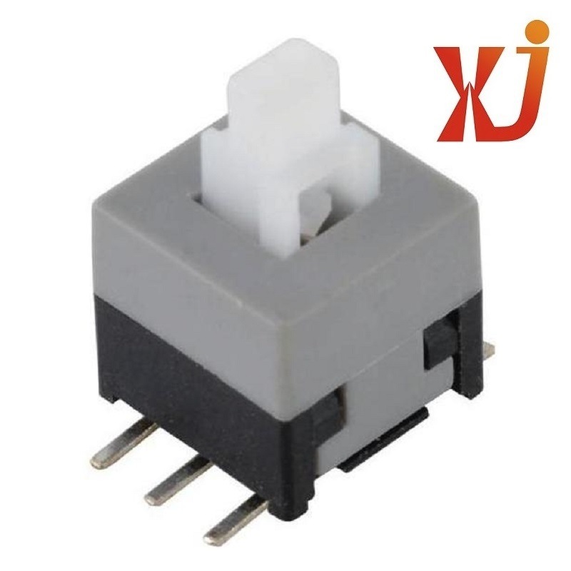 复位无声开关贴片 小型按钮开关6脚  带锁开关 立贴自锁开关批发