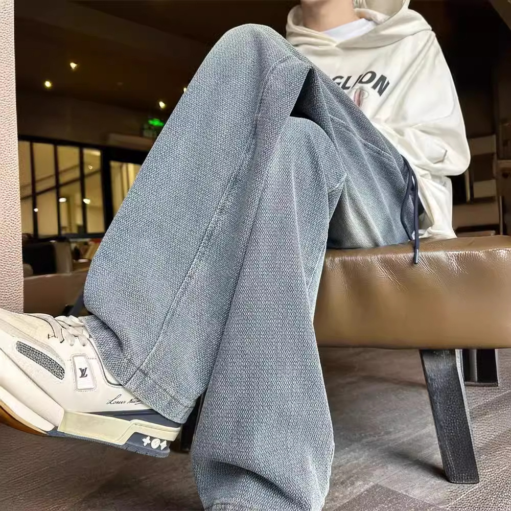 Heavy Washed Star Pattern Jeans Men's Summer American Style Trendy Brand Pants Loose Straight Pants