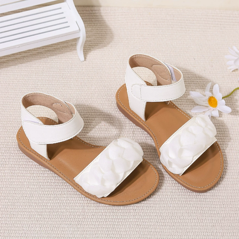 Трансграничная обувь для девочек с мягкой подошвой Сандалии принцессы Белые 2024 Новая мода Внешняя торговля Сандалии для маленьких девочек среднего и большого размера