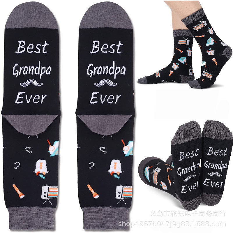 Cross-border Amazon best grandpa English letter socks best grandpa sports mid-calf socks socks Cross-border Amazon best grandpa English letter socks best grandpa sports mid-calf socks socks