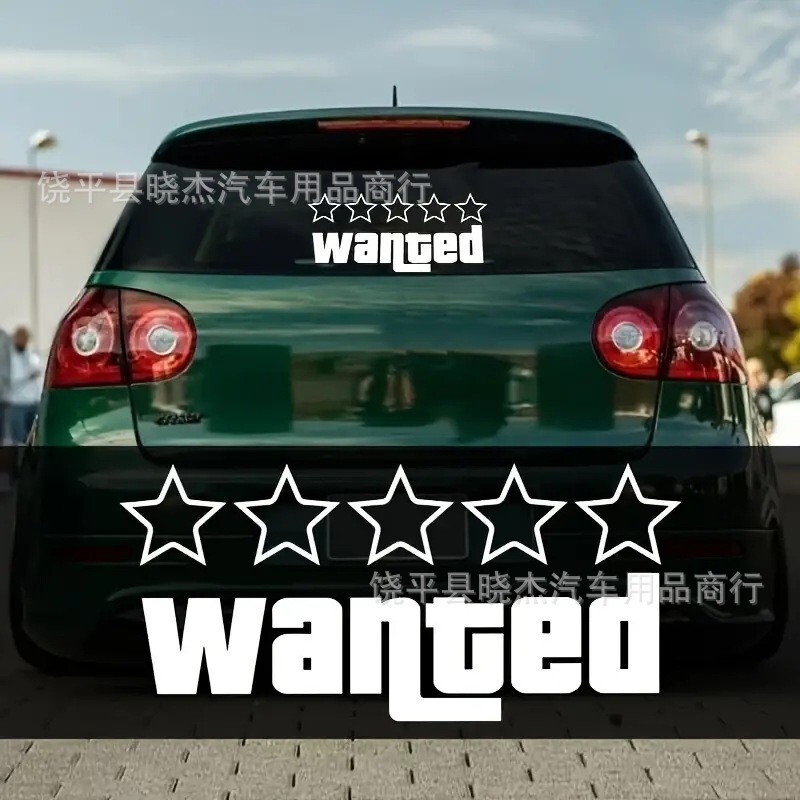 Foreign Trade Car Stickers Five-Star Wanted English Decorative Stickers Car Front Windshield Arch-Shaped Car Stickers Personalized Creative Design