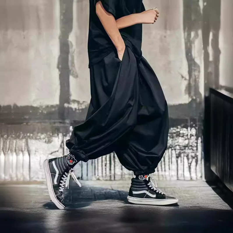Yohji Yamamoto Style Large Size Casual Wide Leg Pants Trendyy Brand Men's Dark Warrior Yoga Nine-Point Bloomers Trendy