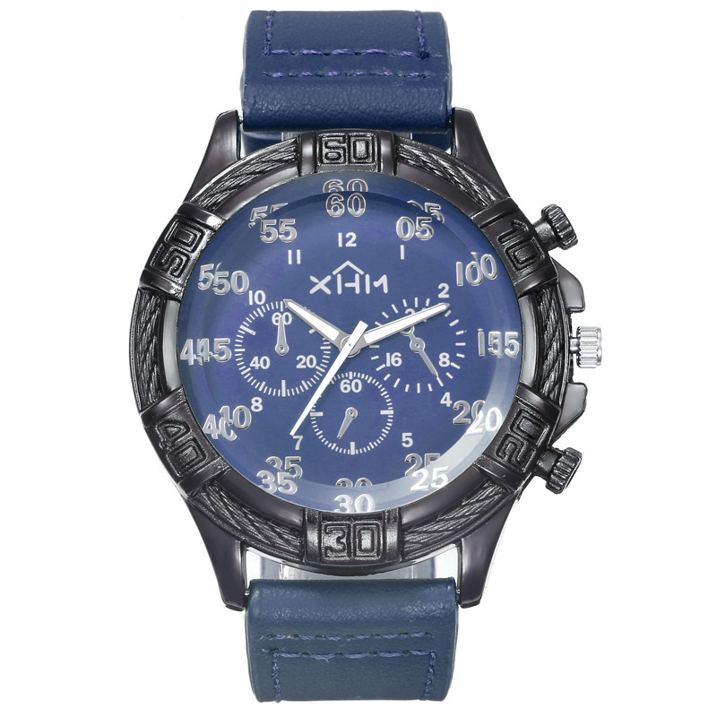 Reloj de cinturón dominante de estilo coreano para hombres creativo redondo gran dial decoración reloj de cuarzo no mecánico para hombres