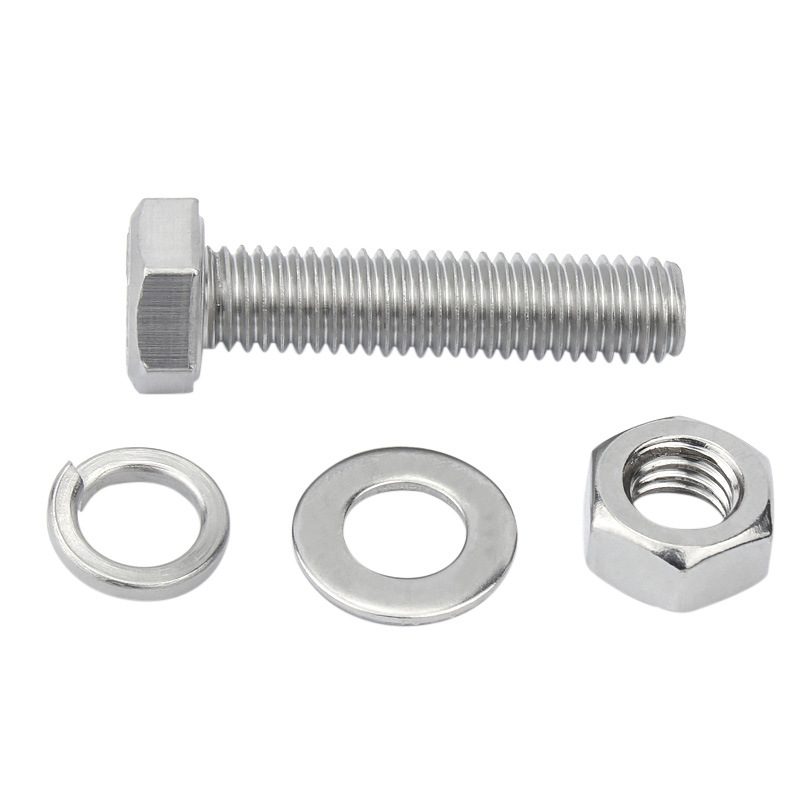 奥展A4-70外六角螺丝316不锈钢DIN933螺栓平弹母组合M3-M16全系列