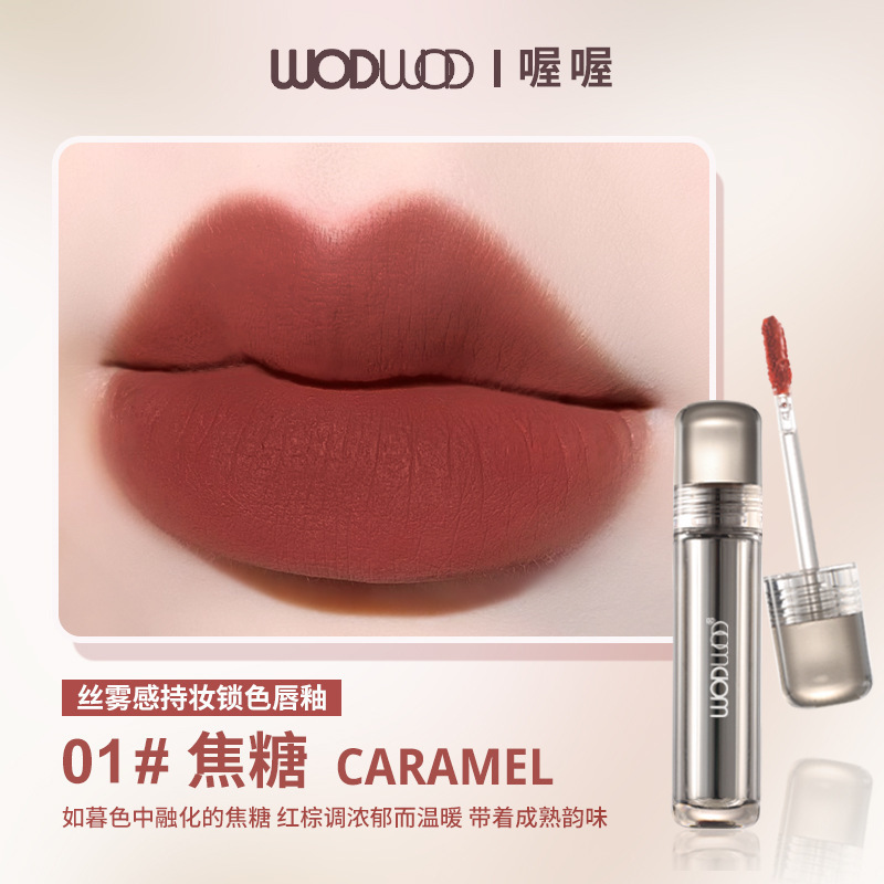 WODWOD シルクミストメイクアップロックカラーリップ釉薬マットマット長期持続防水非粘着性美白口紅卸売|undefined