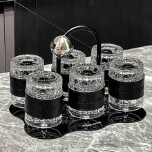 家用水杯套装杯子玻璃杯喝水杯滤水高颜值茶杯套装创意托盘杯架