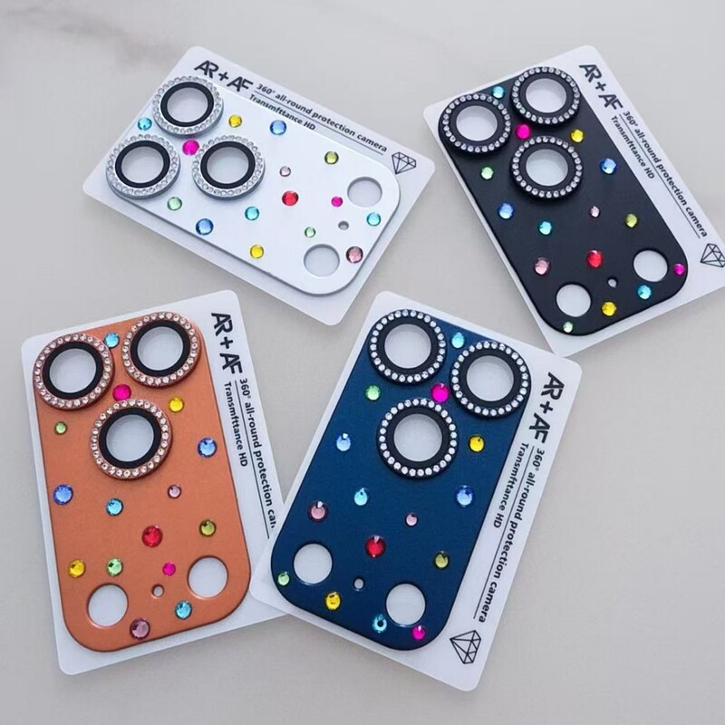 Suitable for Apple iPhone 17 Pro Max Lens Film, 17 Pro Diamond-Encrusted Integrated Base, Colorful Rhinestone Lens Sticker