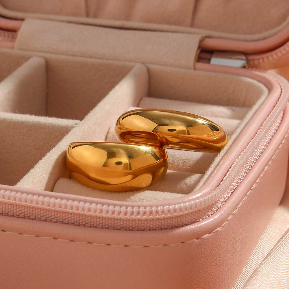 Simple Style Solid Color Stainless Steel Rings Metal Stainless Steel Rings