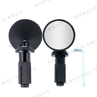 Cross-Border Supply of Motorcycle Mirrors, Motorcycle rearview mirror - hsj-20133-die-cast-2004-336-small-round-mirror-with-handle-black-white-glass