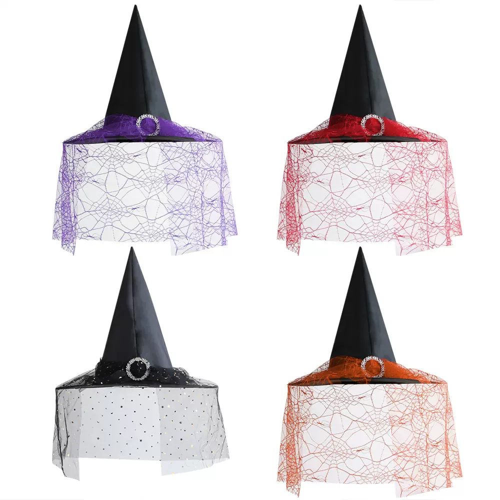 跨境万圣节巫婆帽子化妆服饰道具成人儿童cosplay头饰装扮女巫帽