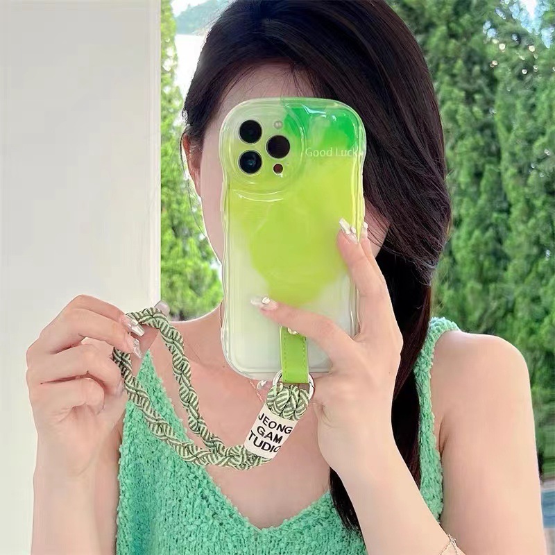 INS rendering gradiente Rosa verde aplicable iPhone15 caja del teléfono móvil 12PROMAX Apple 14 nuevo 13pro