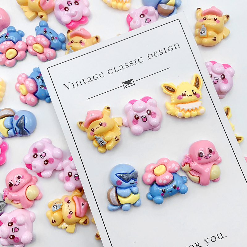 Pokemon Pikachu Squirtle Resin Creative DIY Cream Glue Photo Frame Mirror Mobile Phone Case Stickers Jewelry Accessories