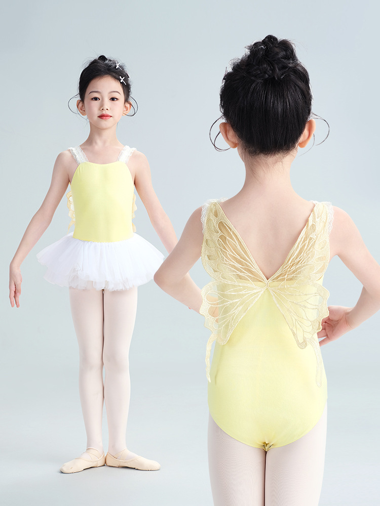 2025 primavera nuevo estilo niña lazo de algodón honda traje de baile de una pieza estilo princesa actuación en el escenario ropa de práctica