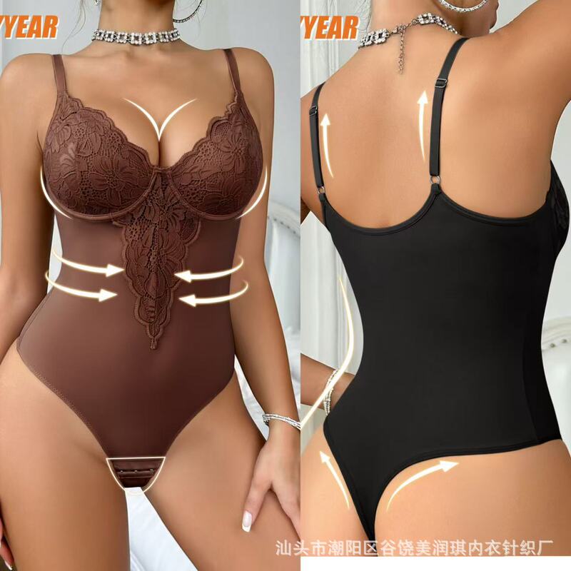 Cross-Border Shein Tume Sexy Lace Shapewear Bodysuit Ice Silk Strapless Seamless Backless Plus-Size Lingerie with Hook-And-Eye Closure Cross-Border Shein Tume Sexy Lace Shapewear Bodysuit Ice Silk Strapless Seamless Backless Plus-Size Lingerie with Hook-And-Eye Closure