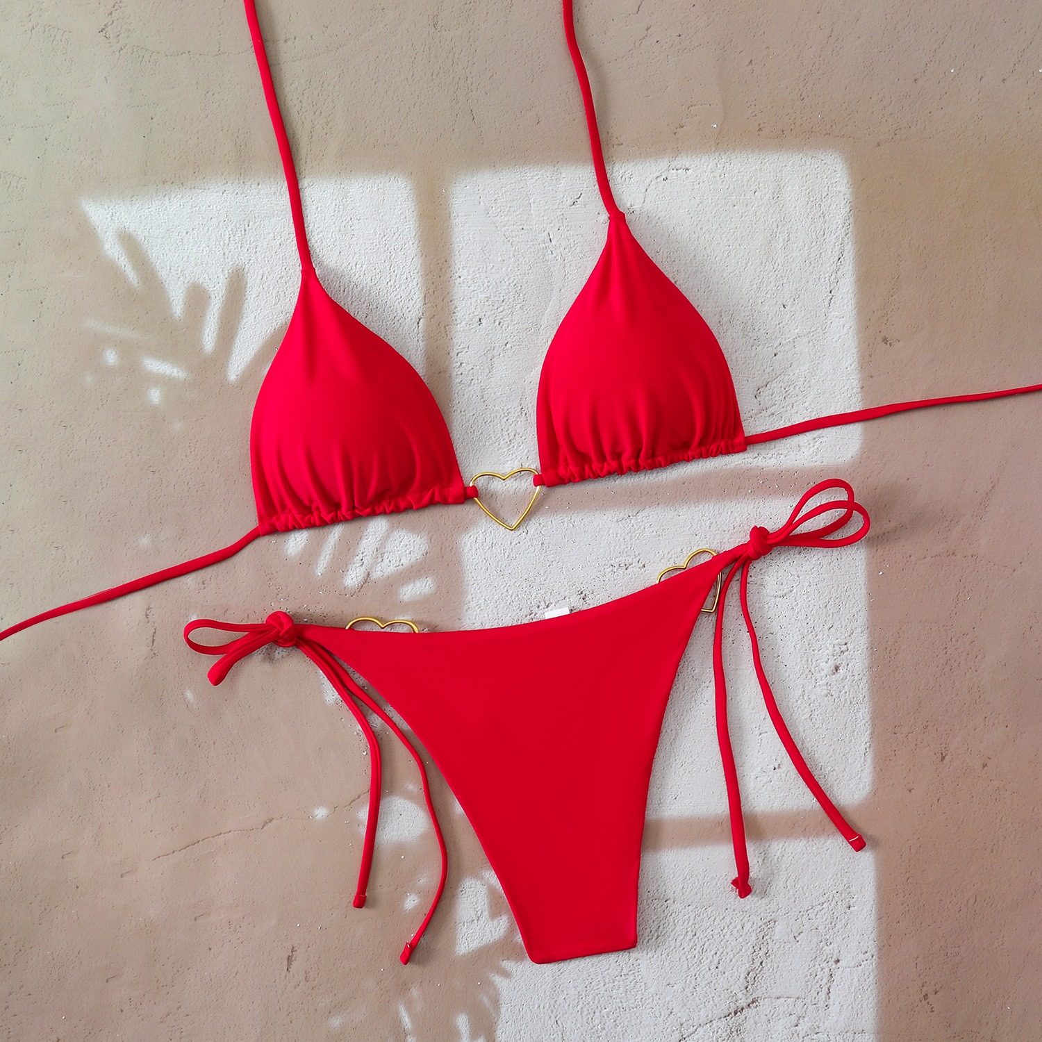 Conjunto de bikini halter para mujer elegante con lazos ajustables_voghion.com