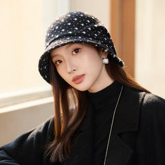 秋冬季帽子女韩版百搭渔夫帽护耳保暖盆帽甜美可爱碎花款毛绒帽子