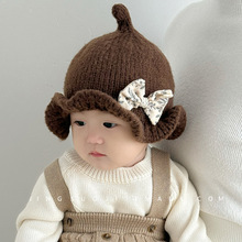 宝宝套头帽秋冬可爱超萌针织渔夫帽儿童毛线尖尖帽婴儿保暖护耳帽