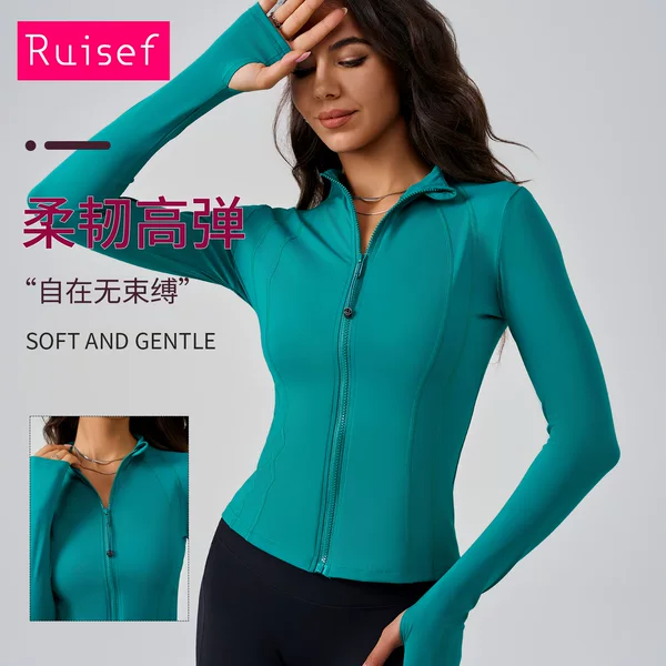 Cross-border New Sports Jacket Women's Slim-fit Slimming Zipper Cardigan Fitness Yoga Clothing Naked Quick-drying Sportswear