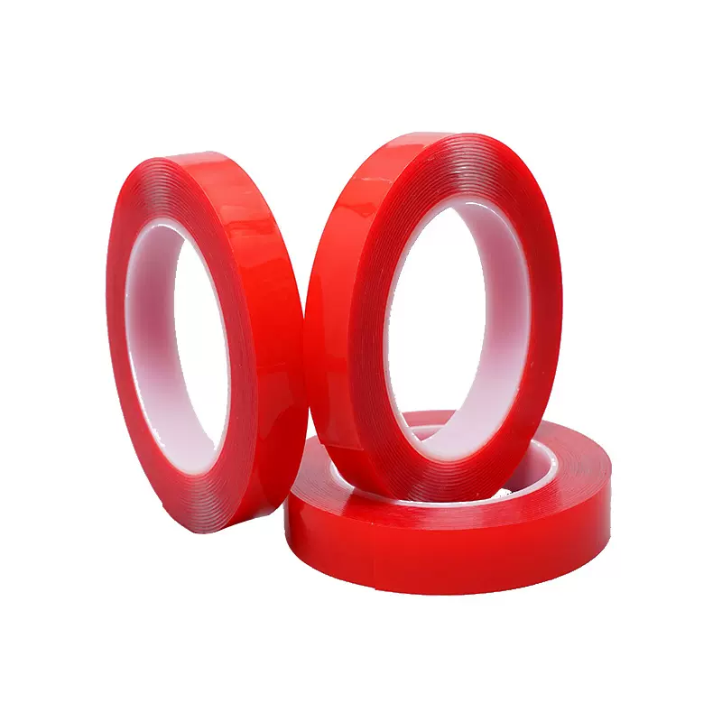 透明红膜纳米双面胶带强粘电子产品车内装饰离型膜亚克力胶带批发