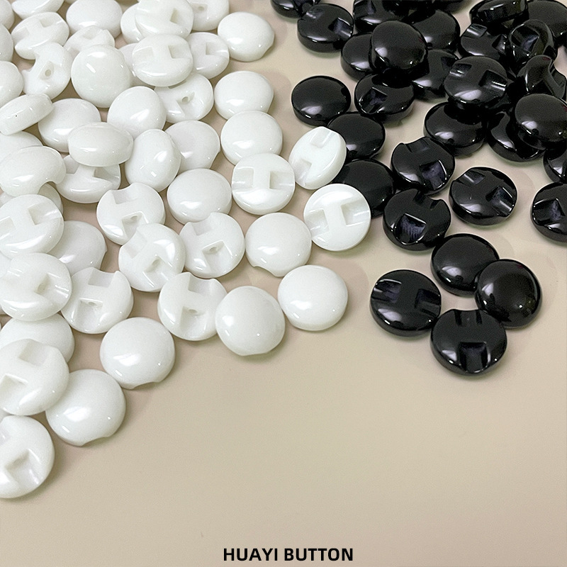 Round Dark Eye Bread Resin Button Coat Sweater Suit Shirt Children's Wear Mushroom Black and White Button Decorative Buckle