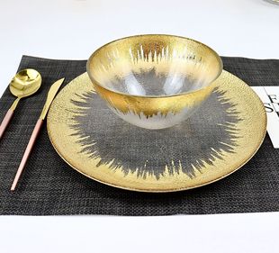 Creative household rice salad bowl spot wholesale model room Gold Silver gold foil bowl home ornaments
