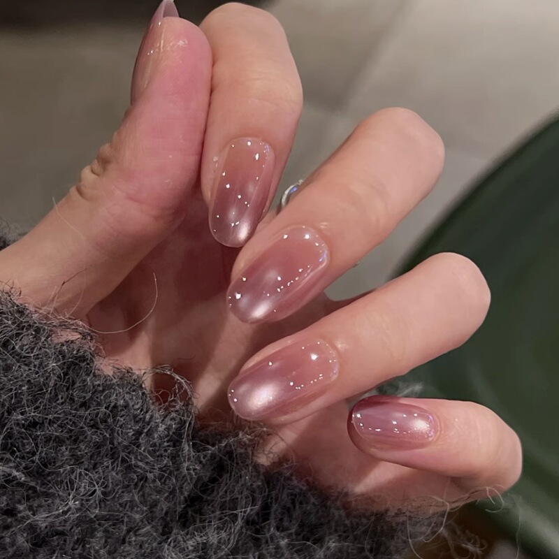 【Ying Yu】Red Aurora Electroplated Fingertip Light-Catching Cat Eye Pure Handmade Wearable Nails Pure Desire Beauty Fake Nails
