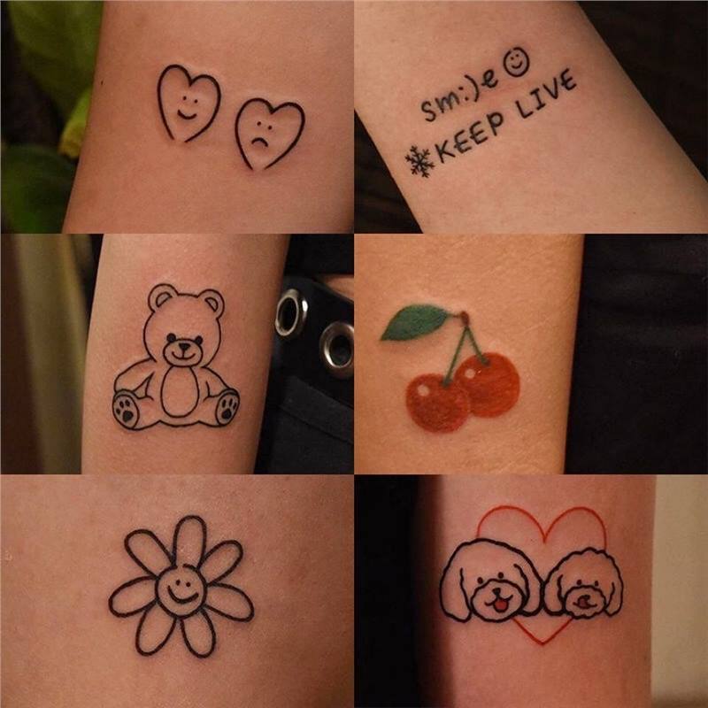 Color lines bear tattoo stickers for students men and women waterproof lasting simulation cartoon cute ins wind tattoo stickers Color lines bear tattoo stickers for students men and women waterproof lasting simulation cartoon cute ins wind tattoo stickers