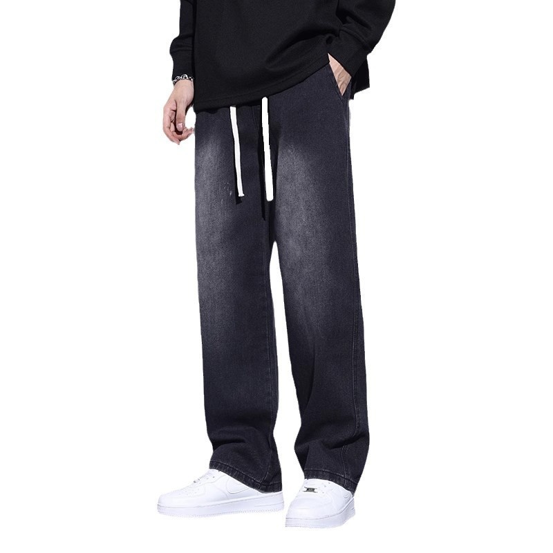 Herren Jeans In Schwarz Regular Fit Gerade Schnitt Hose_voghion.com