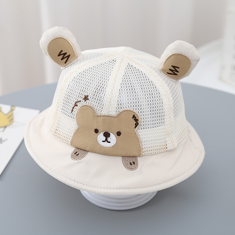 Sombrero de bebé verano delgado oso súper lindo bebé red completa protector solar sombrero de pescador primavera y verano niño sombrero para el sol para niños